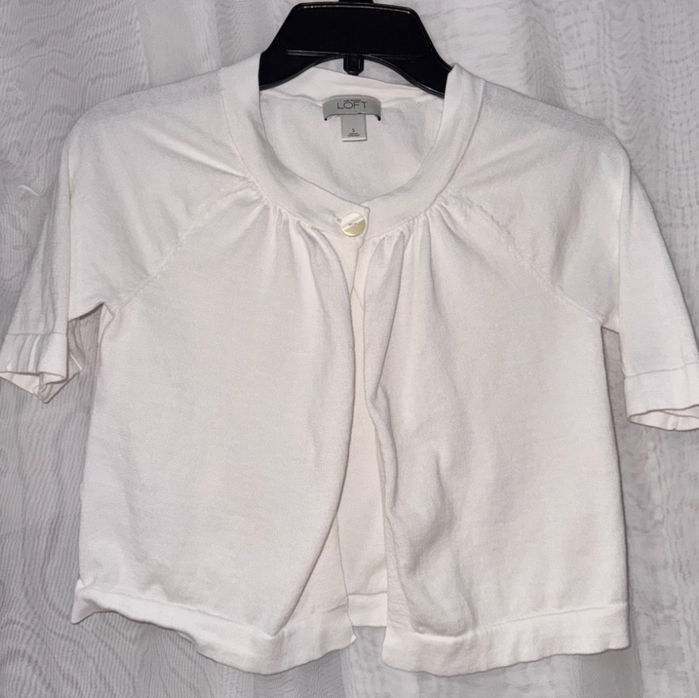 LOFT White Short Sleeve Shrug